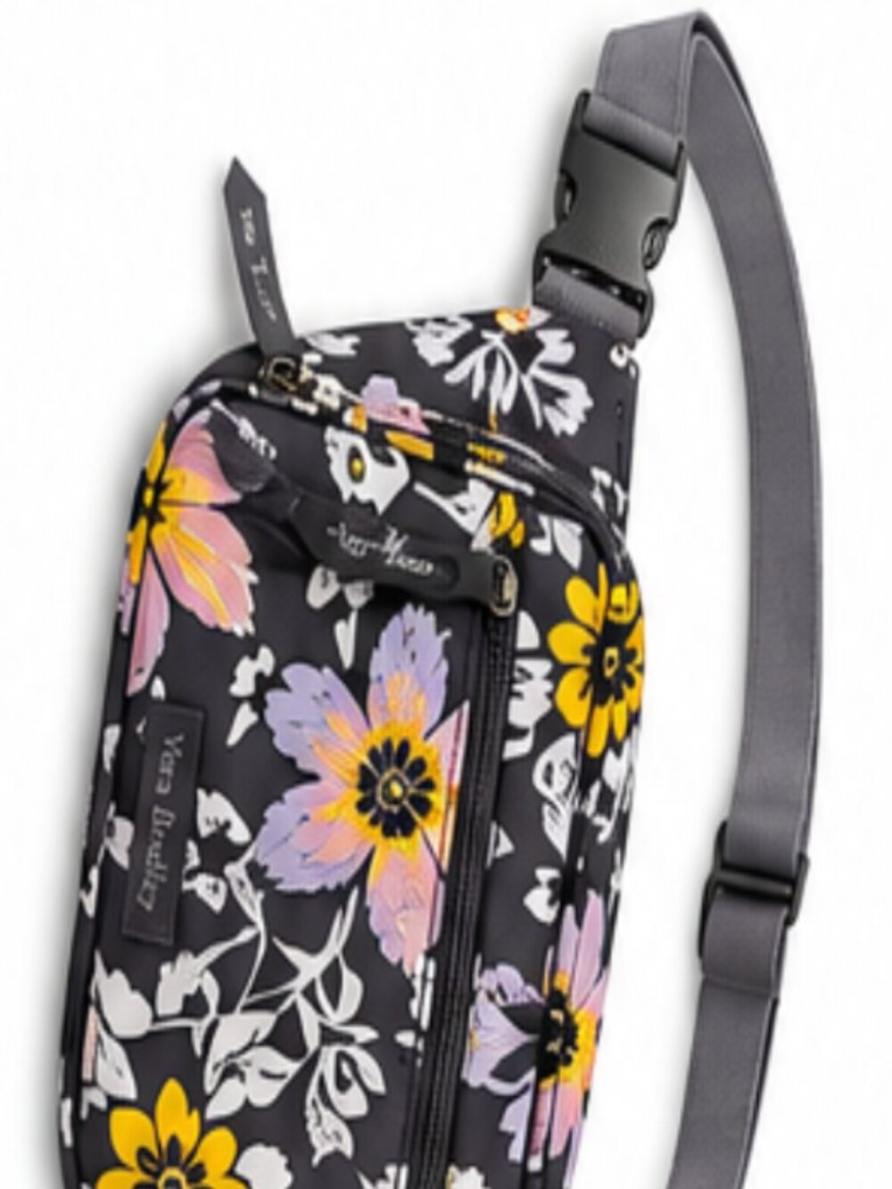 Vera Bradley Floral Belt Bag Fanny Pack Gray Pink Yellow Retired Pattern
